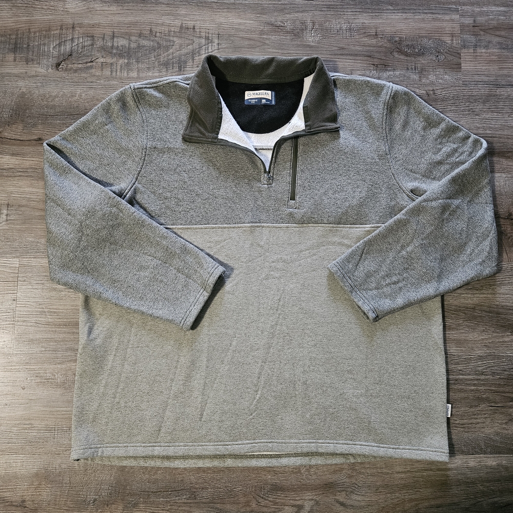 Magellan Men's Gray Color Block‎ Zip-Up Pullover Sweater